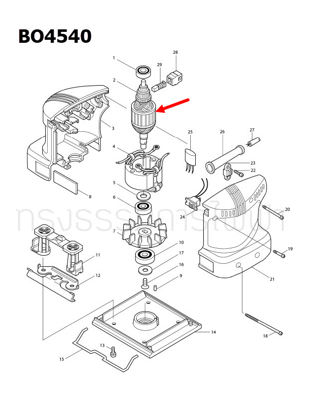 ทุ่น เครื่องขัดกระดาษทราย Makita มากีต้า BO4540 (แท้) ##