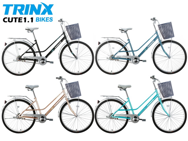 จักรยานแม่บ้าน TRIN CUTE1.1 single speeds เฟรมเหล็ก ล้อ 26 นิ้ว พร้อมตะกร้า 2023