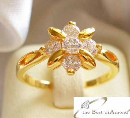 แหวนเพชร ดอกไม้สำหรับสาวๆที่มีดอกไม้ในหัวใจค่ะ วงนี้สวยนะคะ รหัส BR057 ชุปทองแท้ 24 K 5 ไมครอน