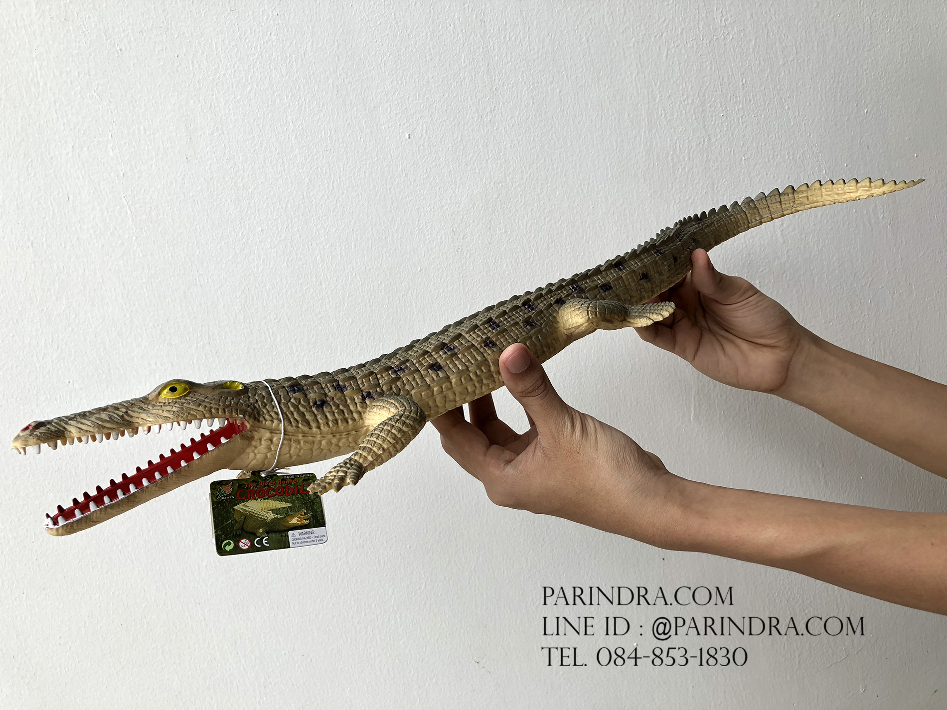 ตุ๊กตายาง ลูกจระเข้ สีน้ำตาล บีบมีเสียง ตัวใหญ่ ขนาด 21 นิ้ว เหมือนจริง