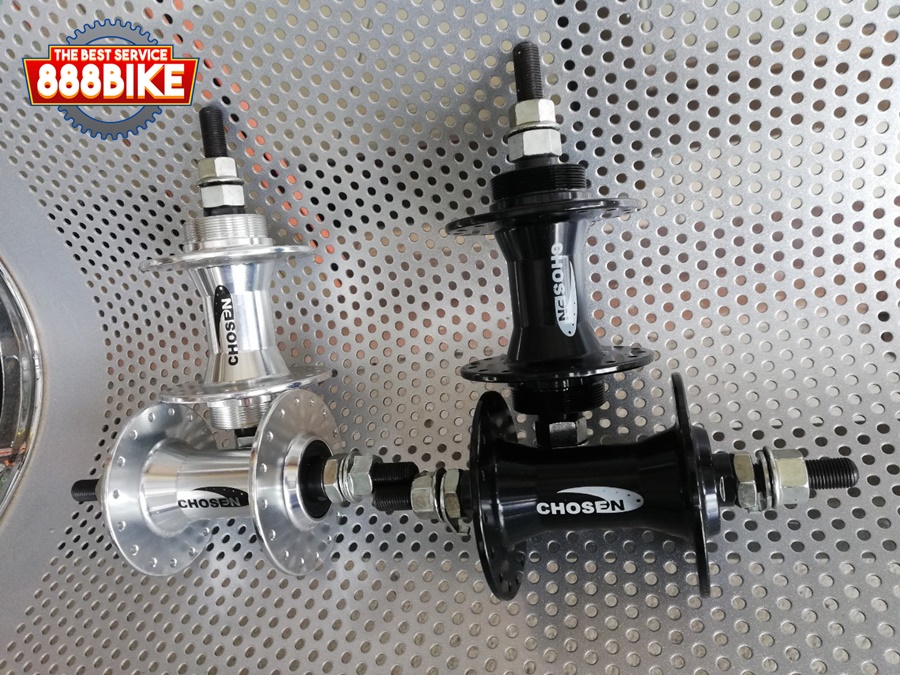 ดุมหน้า+ดุมหลัง BMX CHOSEN 32 รู ปีกใหญ่ ดุมเกลียว 2 ข้าง สีดำ สีเงิน ใส่ BMX, ฟิกซ์เกียร์