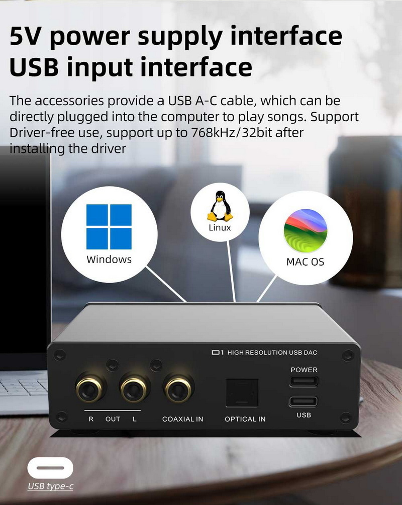 SMSL D1 DAC ตั้งโต๊ะ ชิป DAC ROHM BD34352EKV ความละเอียดสูงเสียงบริสุทธิ์ รองรับ Hi-Res ประกันศูนย์ไทย