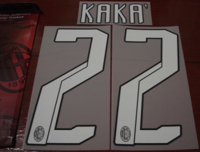 ชุดชื่อและเบอร์ติดเสื้อฟุตบอล #22 กาก้า สโมสรเอซี มิลาน (ชุดเหย้า 2007/08) PLAYER SIZE ใหม่ / #22 KAKA AC MILAN Football Club (Home 2007/08) PLAYER SIZE Name and Number Set NEW