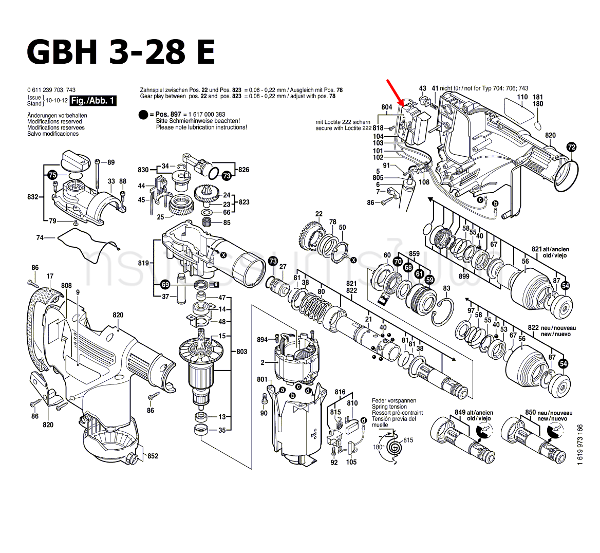 สวิทช์ สว่านโรตารี่ Bosch บอช GBH 3-28 E Pn.2607200576 (แท้-สั่ง)