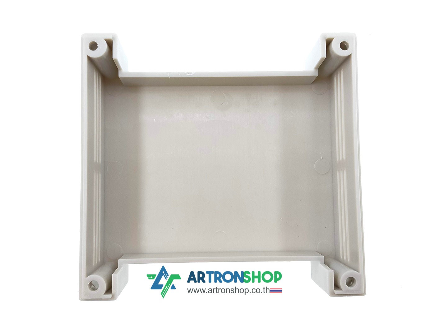 กล่องใส่บอร์ดอิเล็กทรอนิกส์ ติดรางปีกนก ขนาด 115 x 90 มิลลิเมตร สีขาว