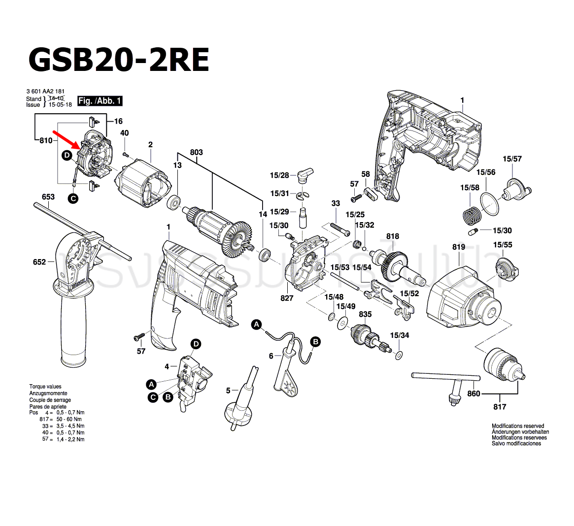 ซองถ่าน สว่านกระแทก Bosch บอช GSB 20-2 RE [#16] Pn.2609199439 (แท้)##