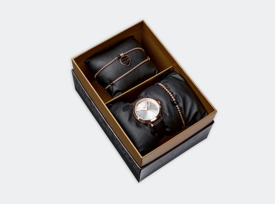 นาฬิกาข้อมืออาร์เซนอล กำไลข้อมืออาร์เซน่อล สร้อยคออาร์เซน่อล Rose Gold Bracelet and Watch ชุด 3 ชิ้นในกล่องของขวัญของแท้