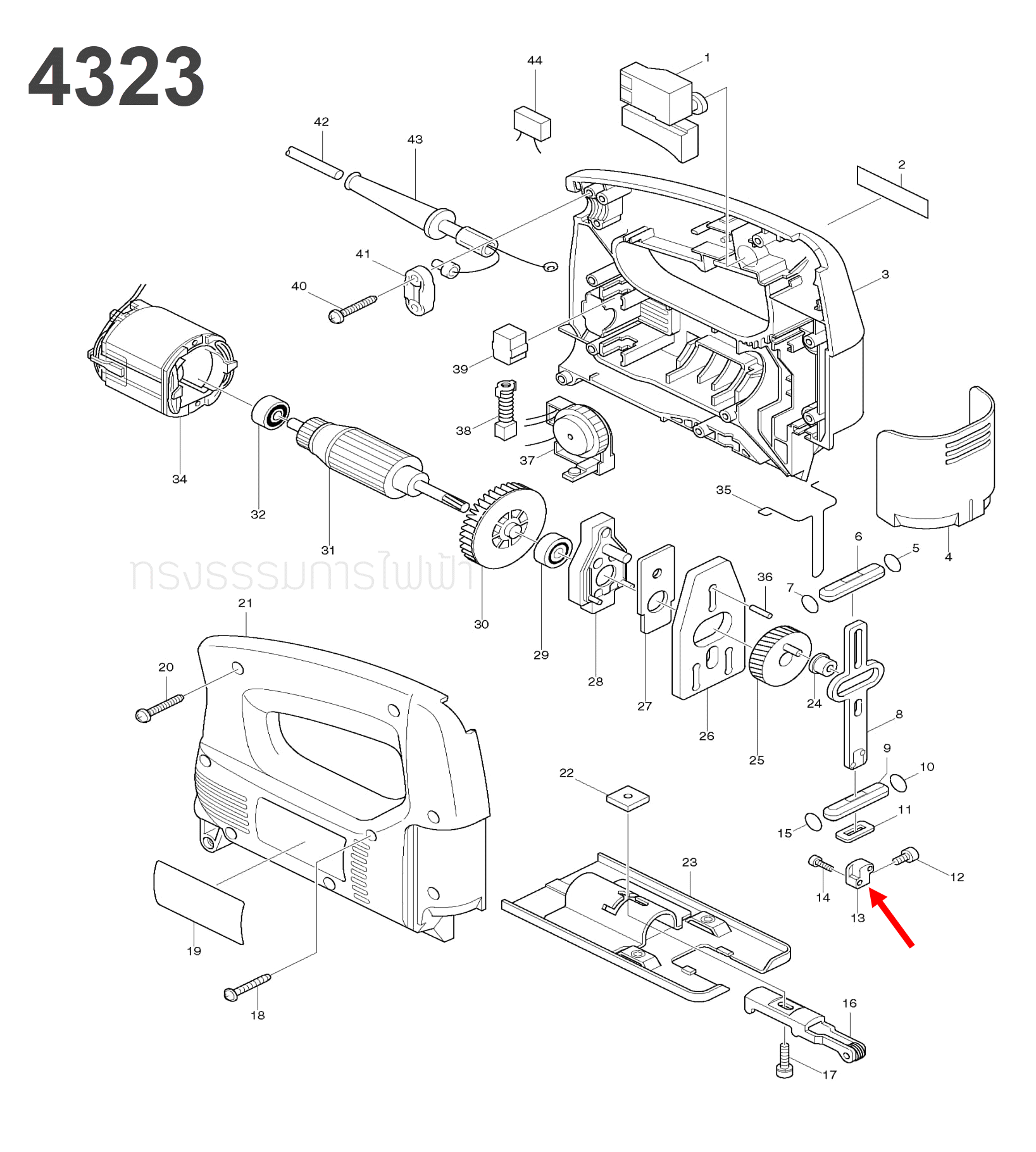 BLADE CLAMP Makita 4323 [#13], 4324 [#30] Pn.313083-4 (แท้) ##(*)