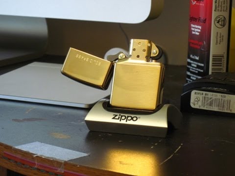 ไฟแช็ค Zippo แท้ สีทองอร่าม สลัก Solid Brass " Zippo 254 Regular High Polished Brass" แท้นำเข้า 100%