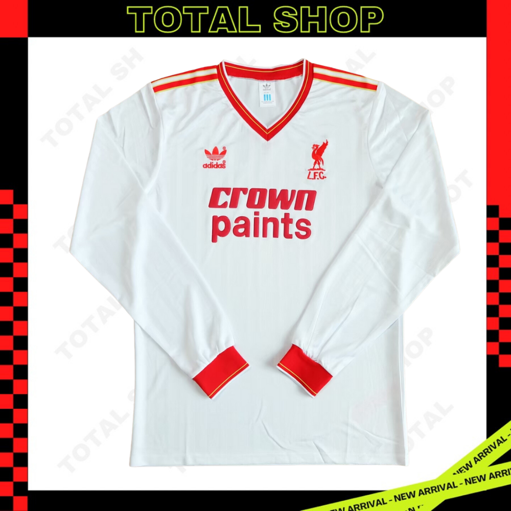 Liverpool 1986/87 Away Jersey เสื้อบอลย้อนยุคแขนยาว เสื้อแขนยาวลิเวอร์พูลย้อนยุค Crown paints