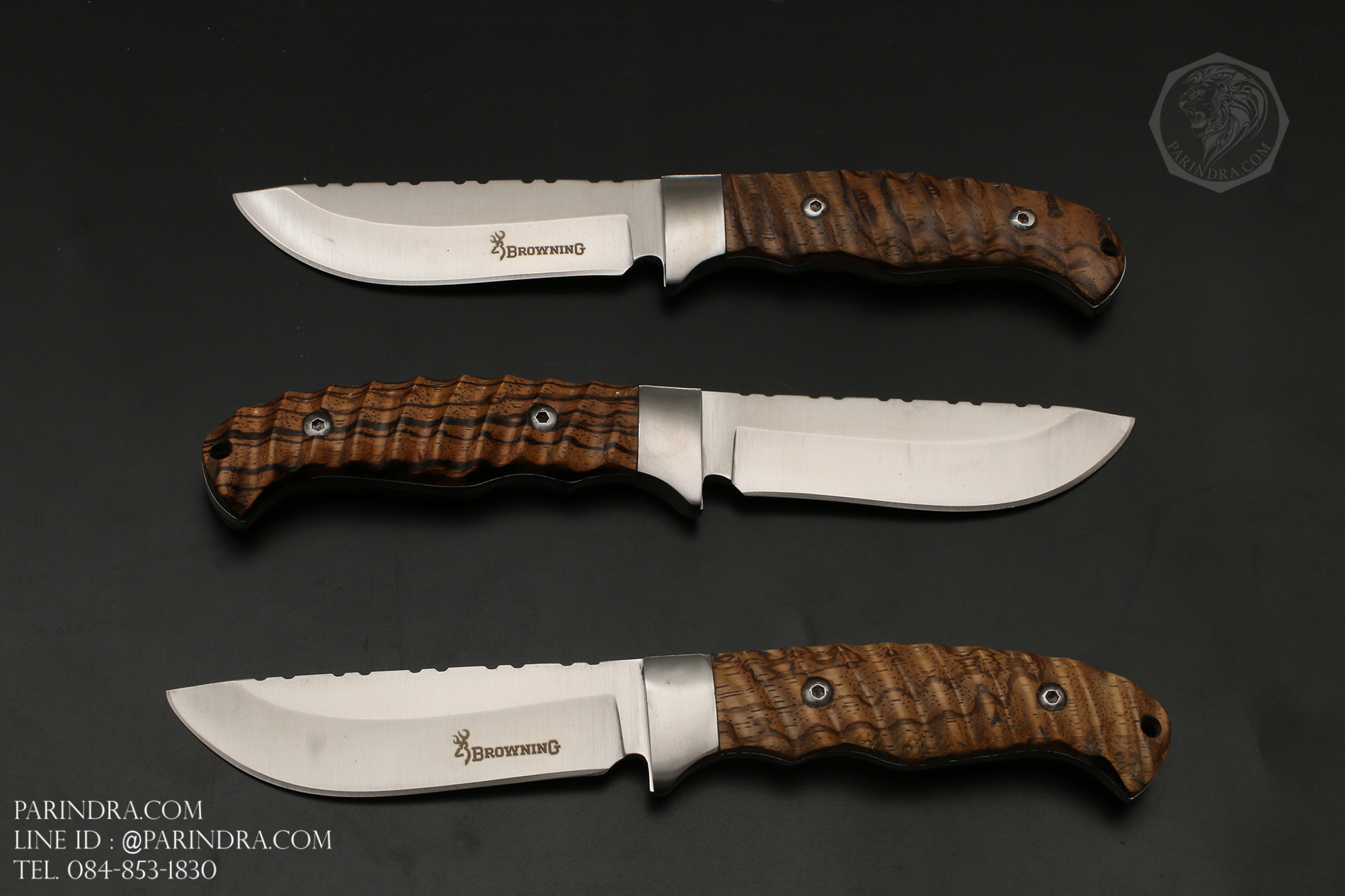 มีดใบตาย Browning ด้ามไม้ธรรมชาติ สวยงาม คลาสสิก พร้อมซองมีดไนลอน