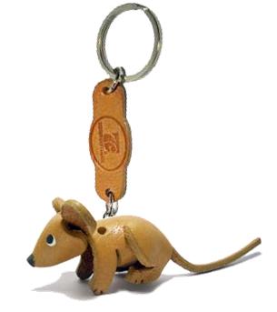 พร้อมส่ง พวงกุญแจหนังแท้ Handmade รูปหนู