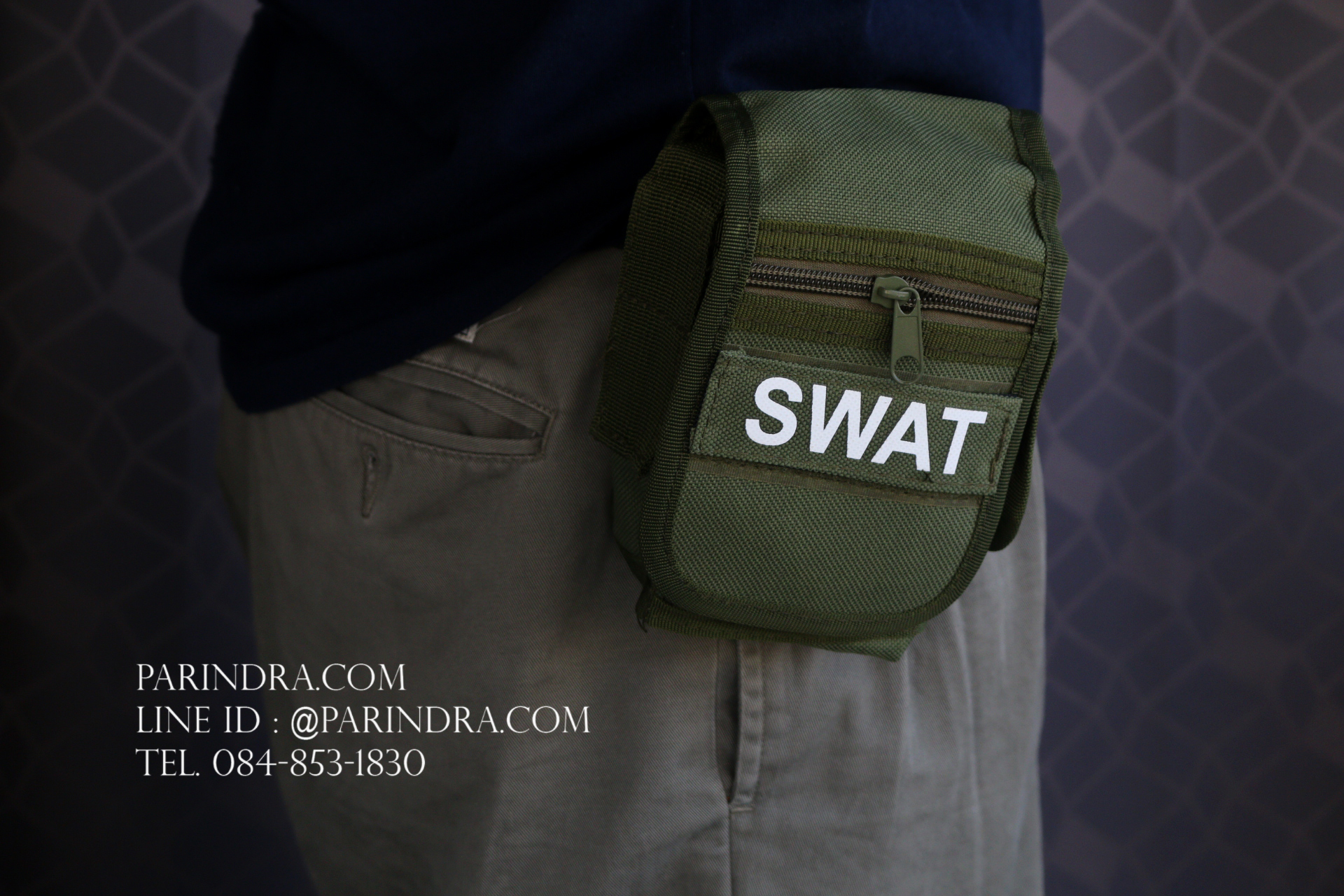 กระเป๋าคาดเอว รุ่น SX-011 ผ้าไนลอนลาย SWAT สีเขียวทหาร