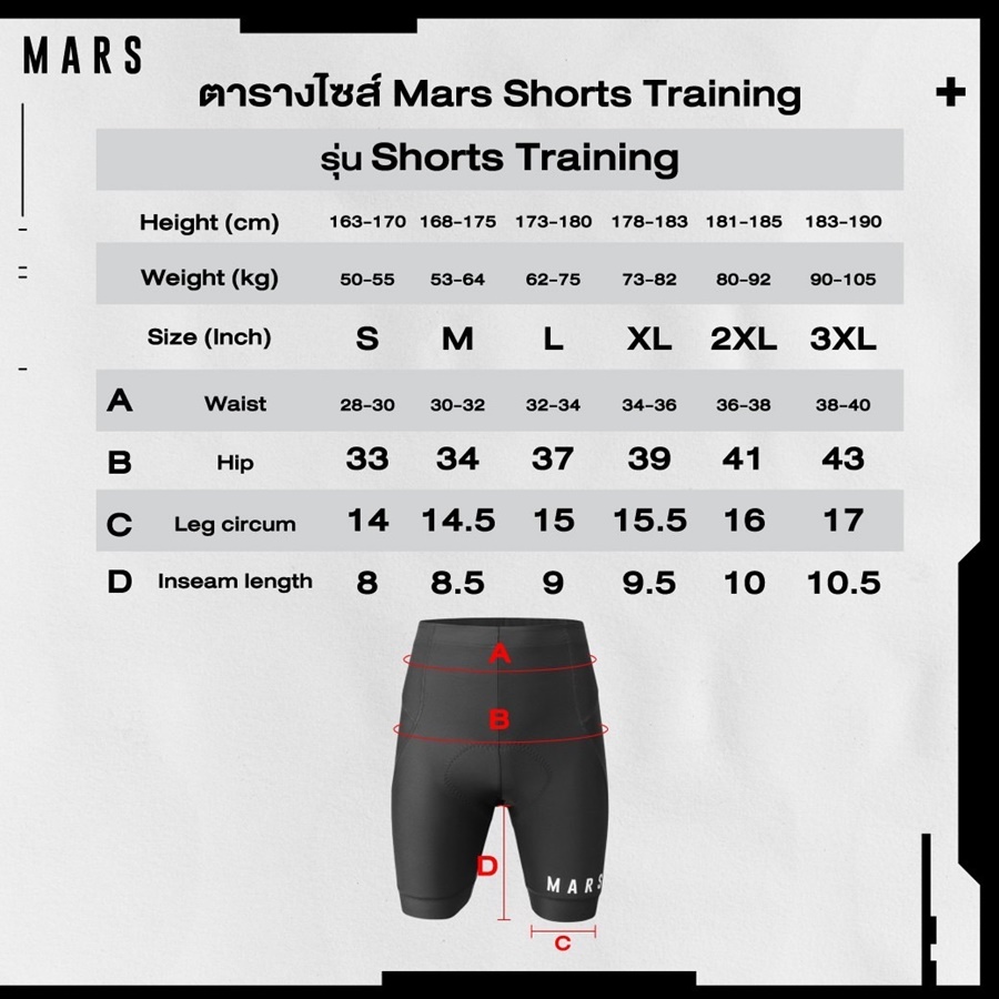 กางเกงปั่นจักรยานขาสั้น MARS รุ่น Training รุ่นใหม่ล่าสุด เนื้อผ้าทำมาจากวัสดุโพลีเอสเตอร์ ไนลอน ไลคร่า และ สแปนเด็กซ์ เจเนเรชั่นใหม่ ระบายเหงื่อได้ดีเยี่ยม 2025