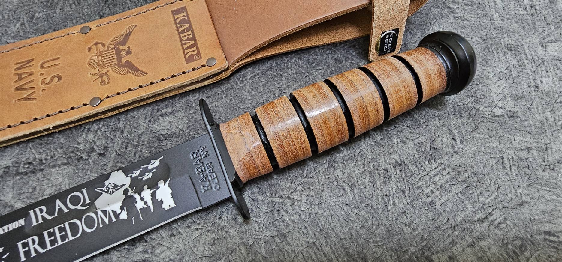 Ka-Bar Bowie US Navy Operation Iraqi Freedom Fixed Blade Knife (7" Black)