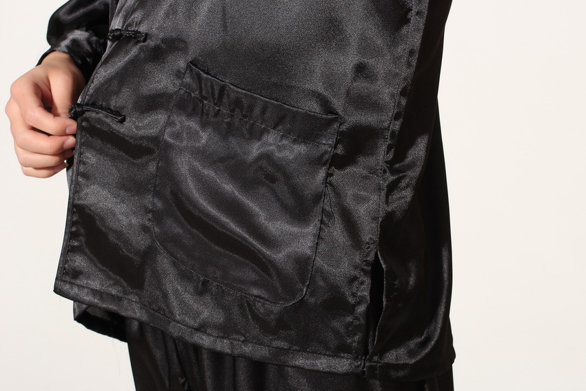 Pre-order ชุดจีนชาย แขนยาวผ้าแพร สีดำ