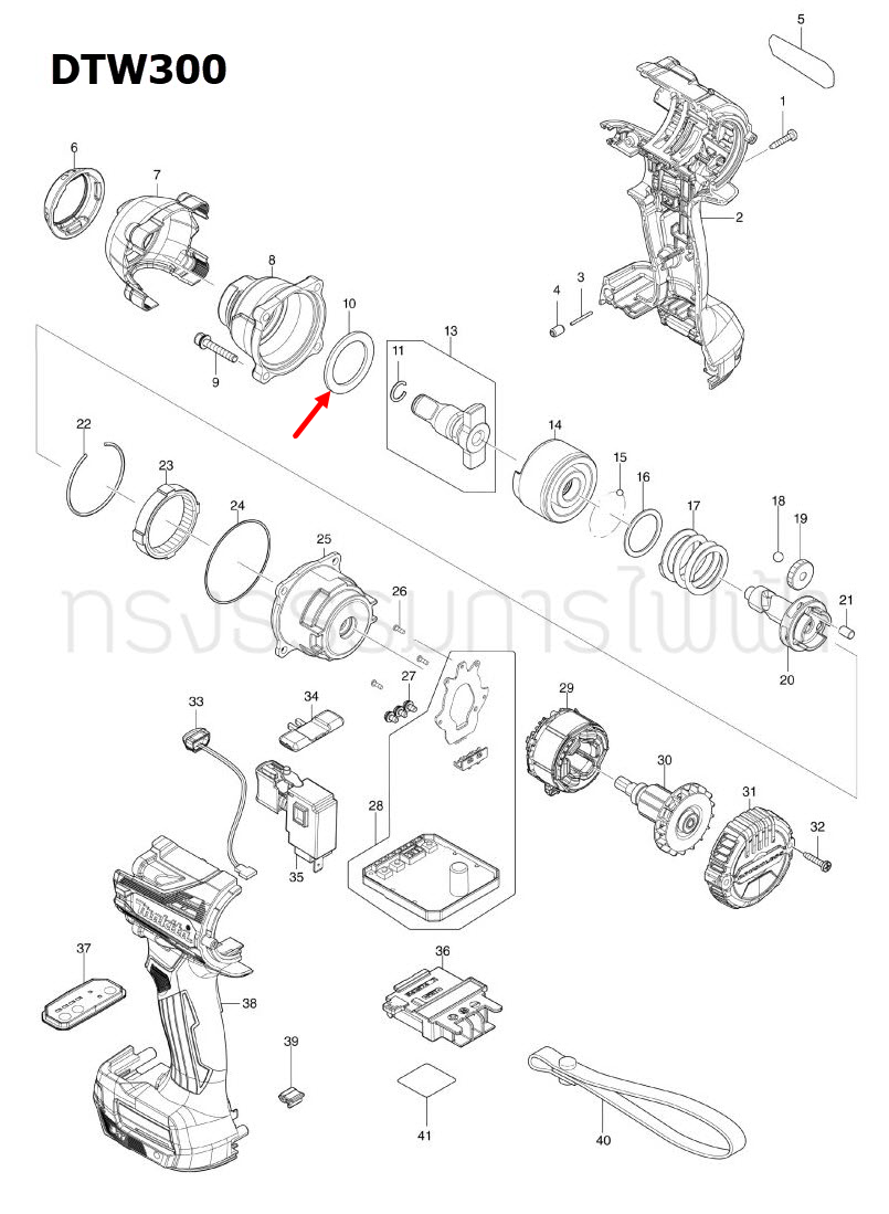 NYLON WASHER 28 บล๊อกไร้สาย Makita มากีต้า DTW285, DTW300 [#10], TW004G Pn.261154-0 (แท้) ##