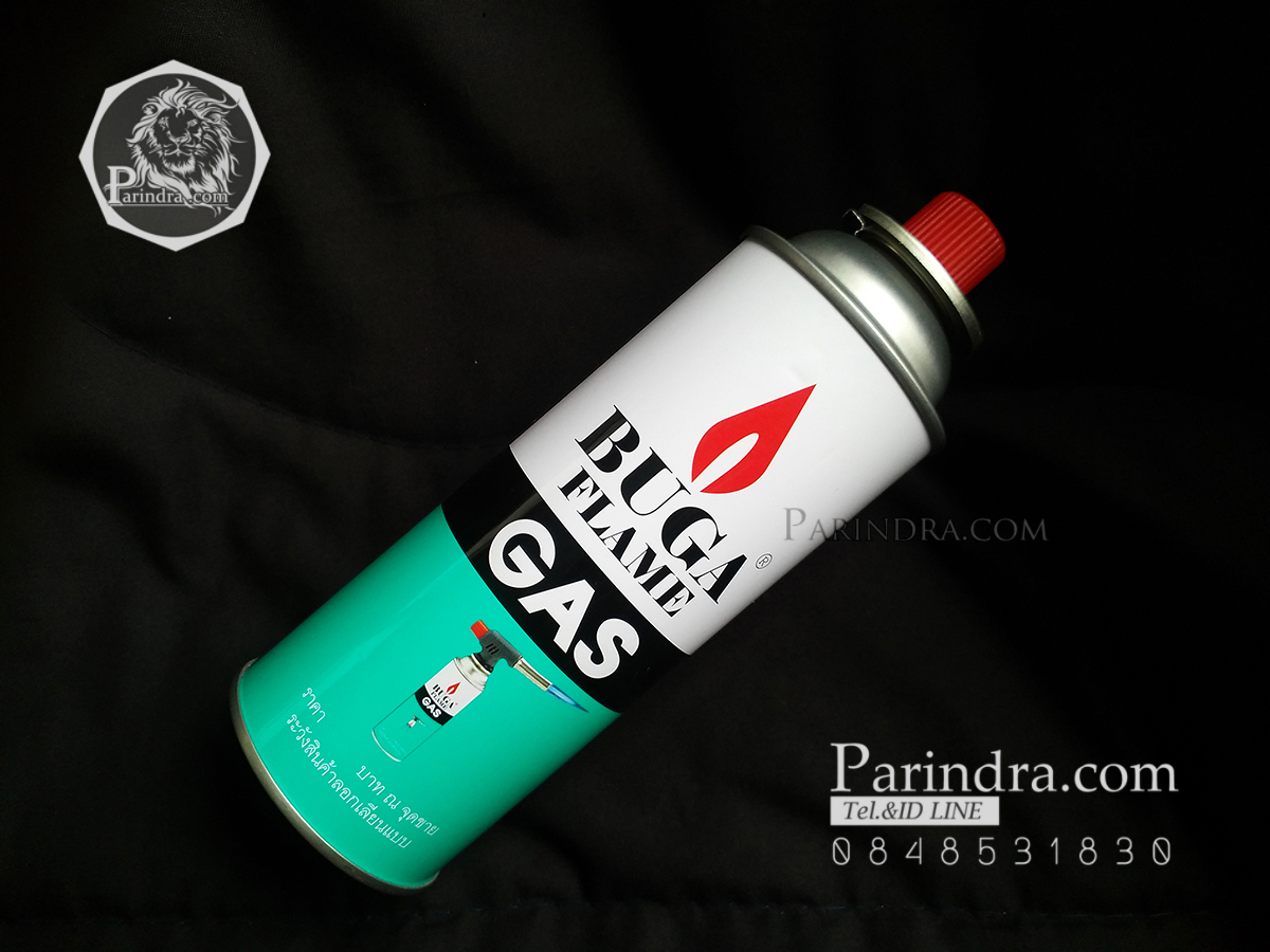 แก๊สสวมหัวปีนแก๊ส แก๊สกระป๋องฝาแดง ขนาดบรรจุ 375ml BUGA FLAME GAS refill แก๊สกระป๋อง