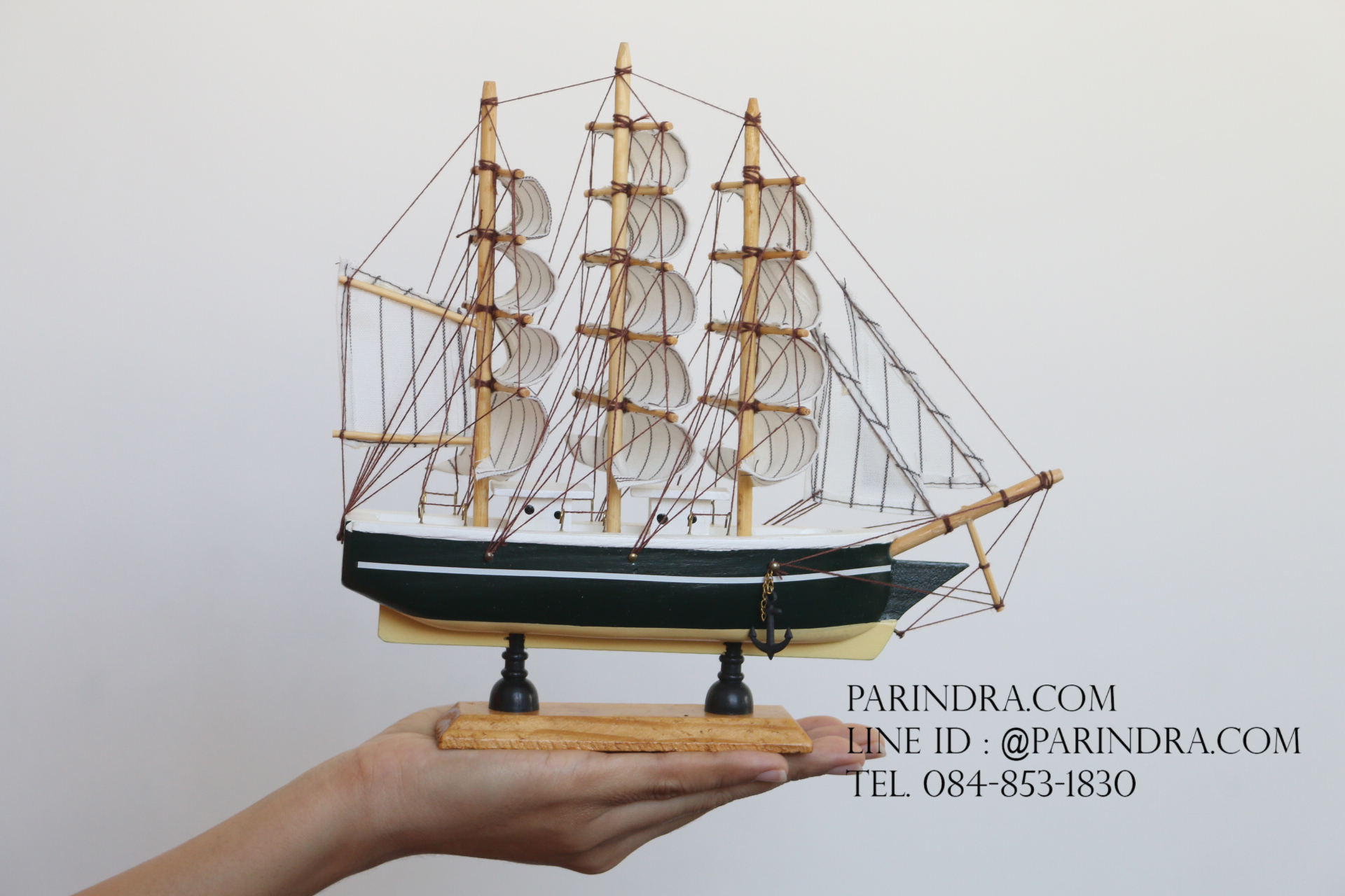 โมเดลเรือสำเภาไม้ขนาด 9.5 นิ้ว แต่งโต๊ะทำงาน สำหรับการตกแต่งบ้านและร้านค้าทั่วไป No.1