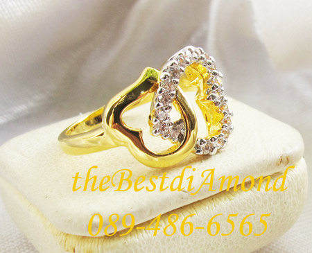 BR203+++แหวนหัวใจเกี่ยวรัก++แบบน่ารักมากๆๆๆ เป็นรูปหัวใจ 2 ดวงเกี่ยวกัน เพชรไม่ใหญ่มาก ใส่ติดนิ้วได้สบายๆ