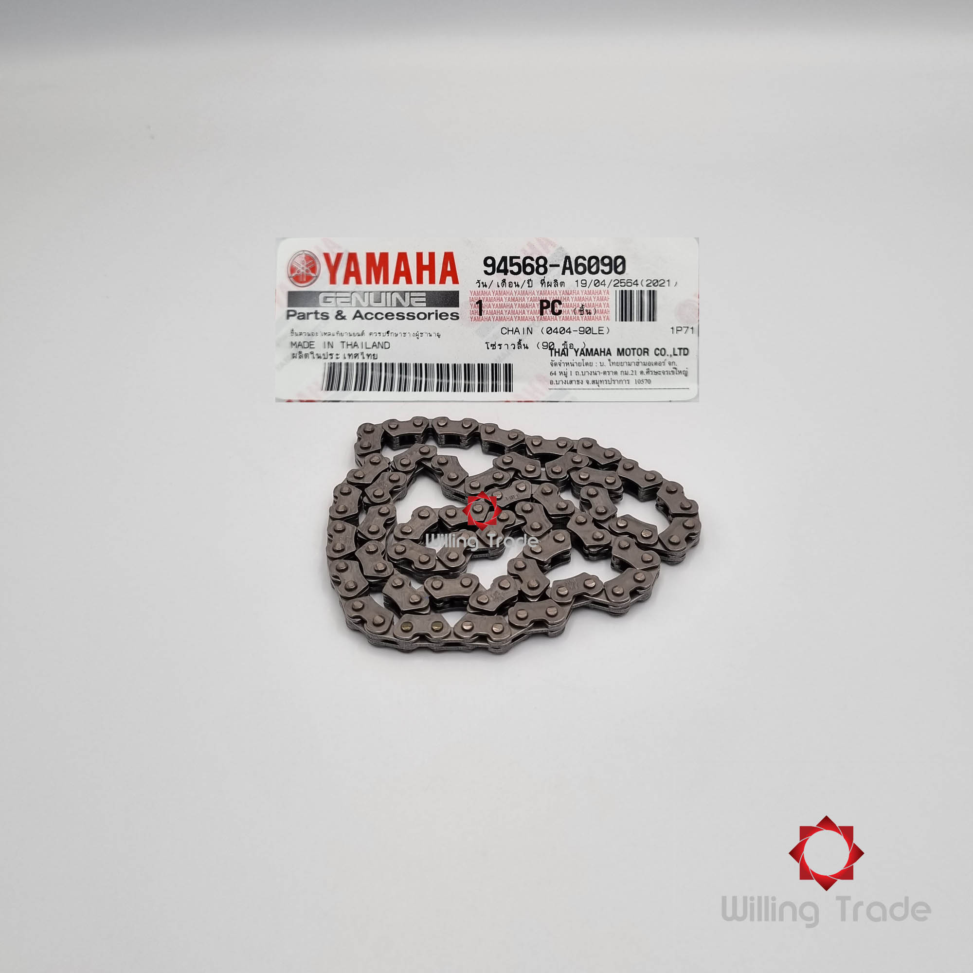 โซ่ราวลิ้น (90 ข้อ) (WX578) YAMAHA: (94568-A6090) ใช้กับ NOUVO, MIO, FINO ... แพ๊คละ 1 ชิ้น... [แท้ศูนย์ 100%] ...กลุ่มอะไหล่โซ่ราวลิ้น ... CHAIN, CAM (90L)