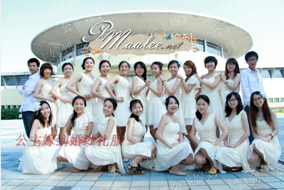 พร้อมส่ง ชุดราตรีสั้น ชุดเพื่อนเจ้าสาว สีครีม Ivory-001A