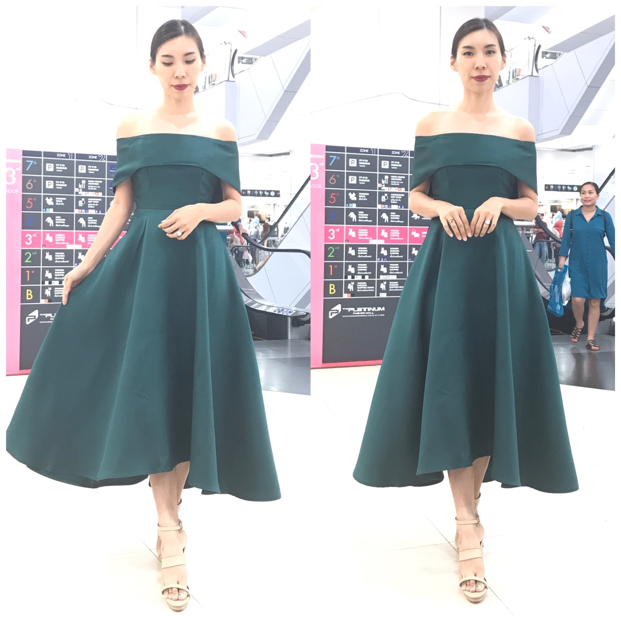 ชุดเพื่อนเจ้าสาว ชุดราตรีสั้น Iris - Off-shoulder top & Tea-length skirt