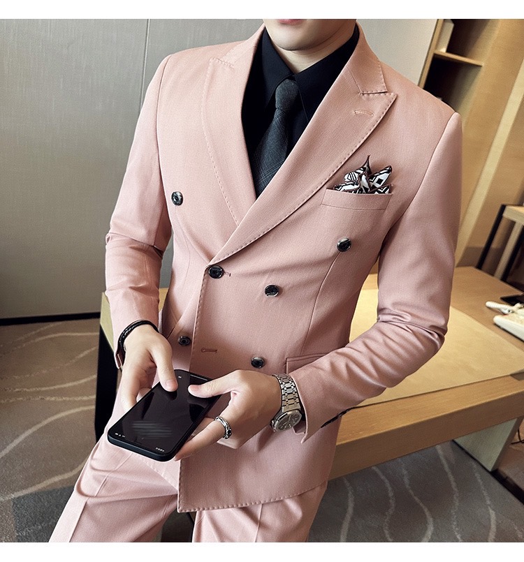 Preorder ชุดสูทชาย สีชมพูนู๊ด 4 กระดุม (ไม่มีเสื้อกั๊ก)