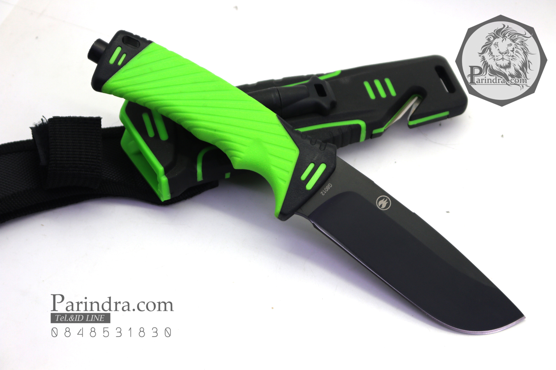 มีดใบตายเดินป่า Ganzo Hunting Survival Knife กานโซ่ รุ่น G-8012 LG สีดำตัดเขียวอ่อน ของแท้ 100%