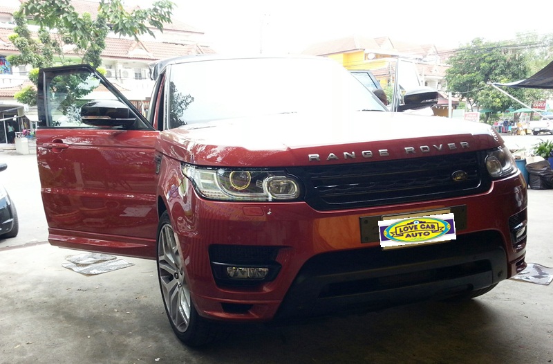 ผ้ายางปูพื้นรถยนต์เข้ารูป Land Rover Rang Rover Sport ไวนิลสีแดงขอบแดง
