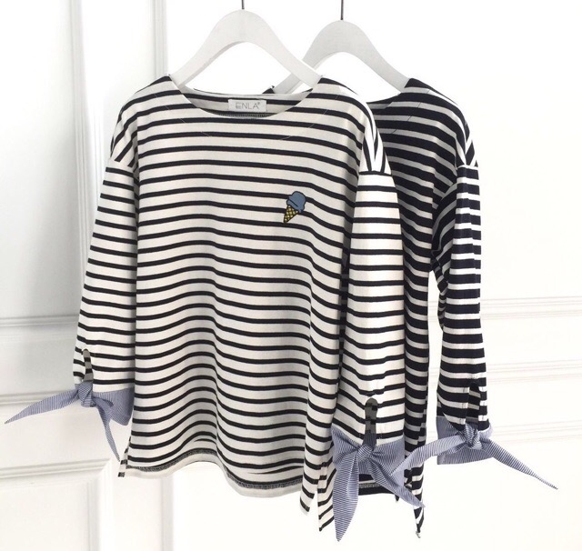 เสื้อยืดลายทางปักลายไอติม