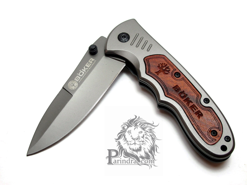 มีดพับ Boker ด้ามฝังไม้ สี Titanium Gray MANU FAKTUR SOLINGEN (OEM)