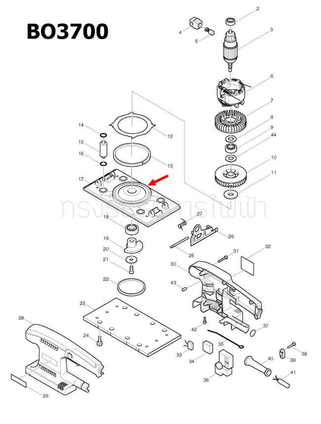 BASE เครื่องขัดกระดาษทราย Makita มากีต้า BO3700 [#17] Pn.317285-4 (แท้) ##
