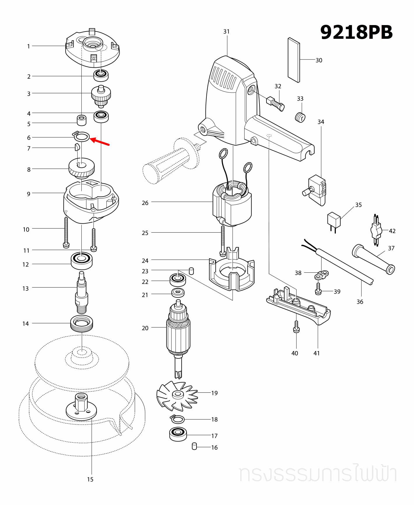 แหวนล็อค S-15 สว่านกระเทก Makita มากีต้า 9218SB [#3], HP1500 [#20], 6016 [#13], 9218PB, PBL, BL [#6] Pn.961055-9 (แท้) ##