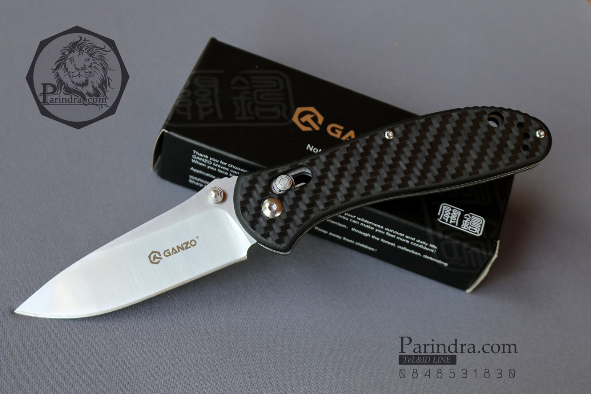 มีดพับ Ganzo รุ่น G7391 CF สีดำ ด้ามลายคาร์บอนไฟเบอร์ ของแท้ 100%