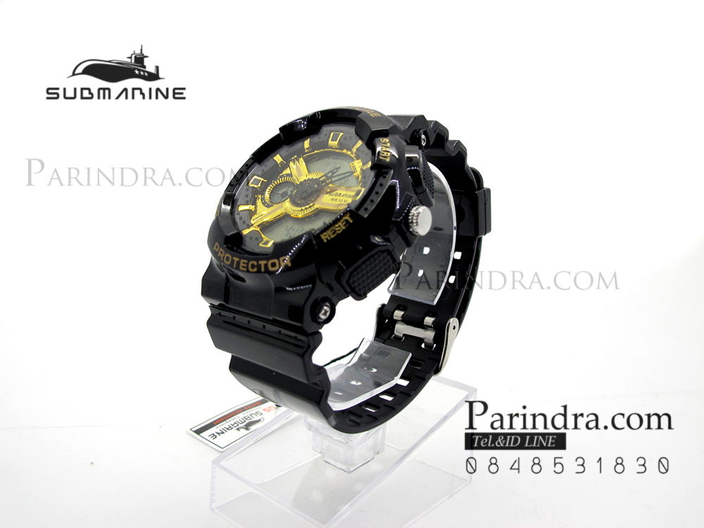 นาฬิกา US submarine Adventure Protector รุ่น TP3163M สีดำ-ทอง พื้นหลังเทา