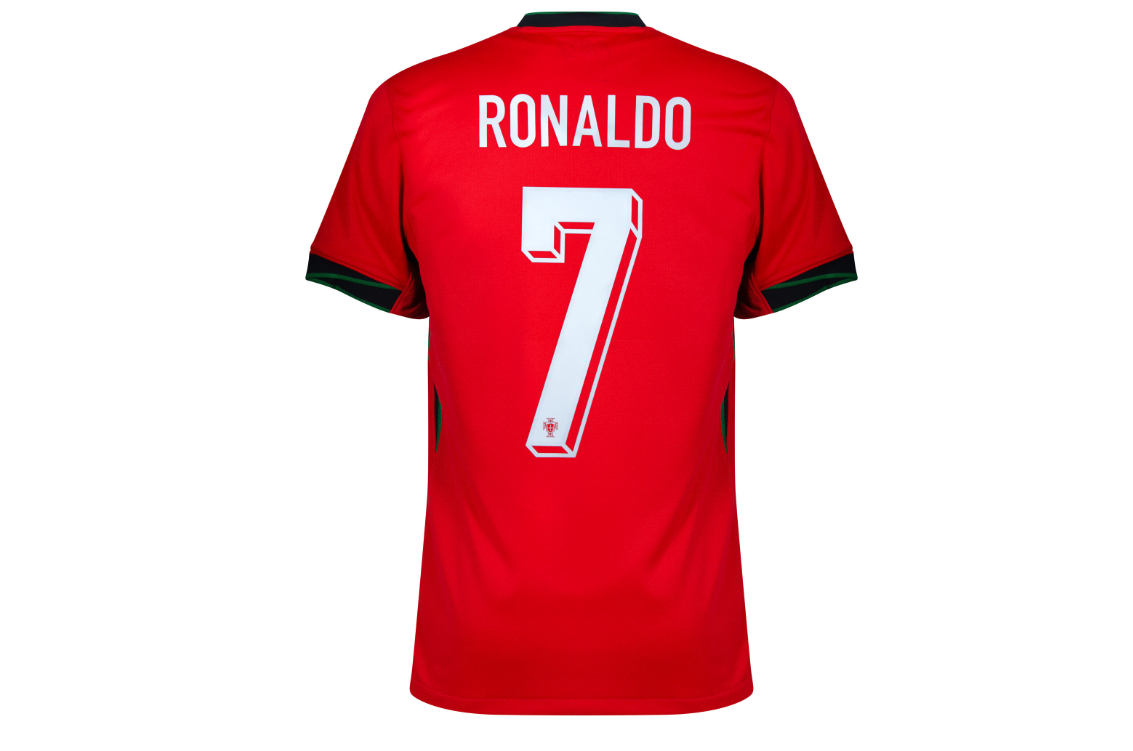 เสื้อทีมชาติโปรตุเกส 2024/25 ทีมเหย้า Ronaldo 7 ฟรีอาร์ม Euro 2024 & Foundation Tournament ของแท้