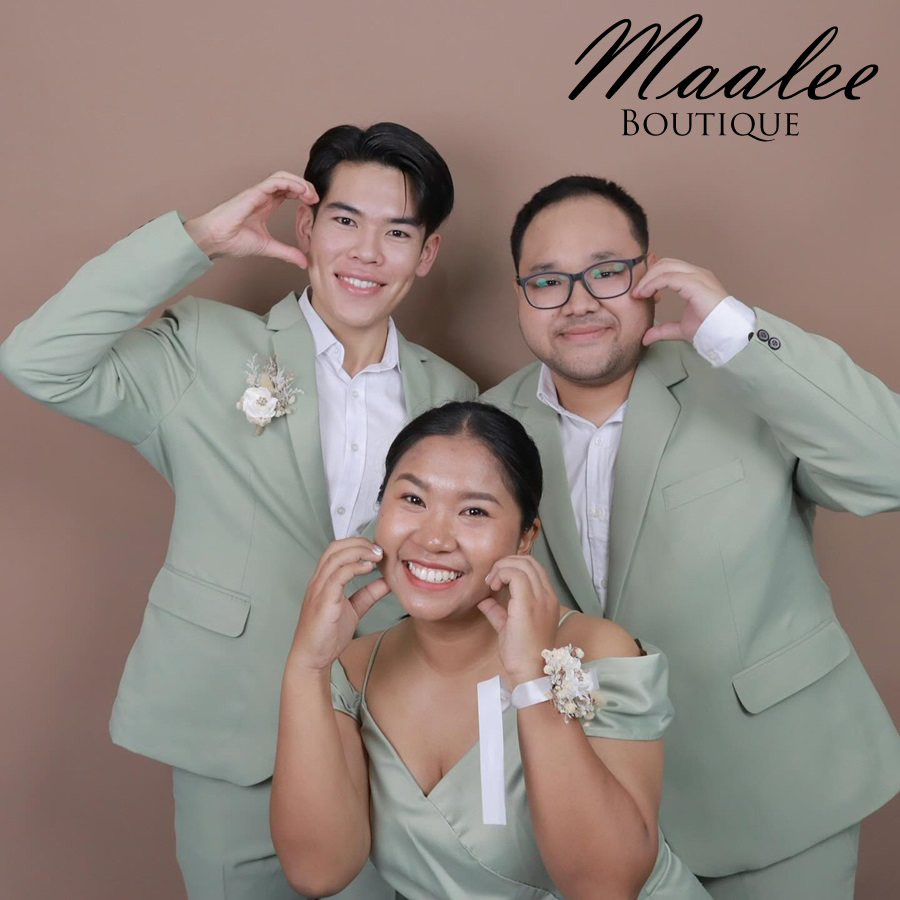 พร้อมเช่า ชุดสูทชาย สีชาเขียว งานตัดสูทพลัสไซส์ (ไม่มีกั๊ก)