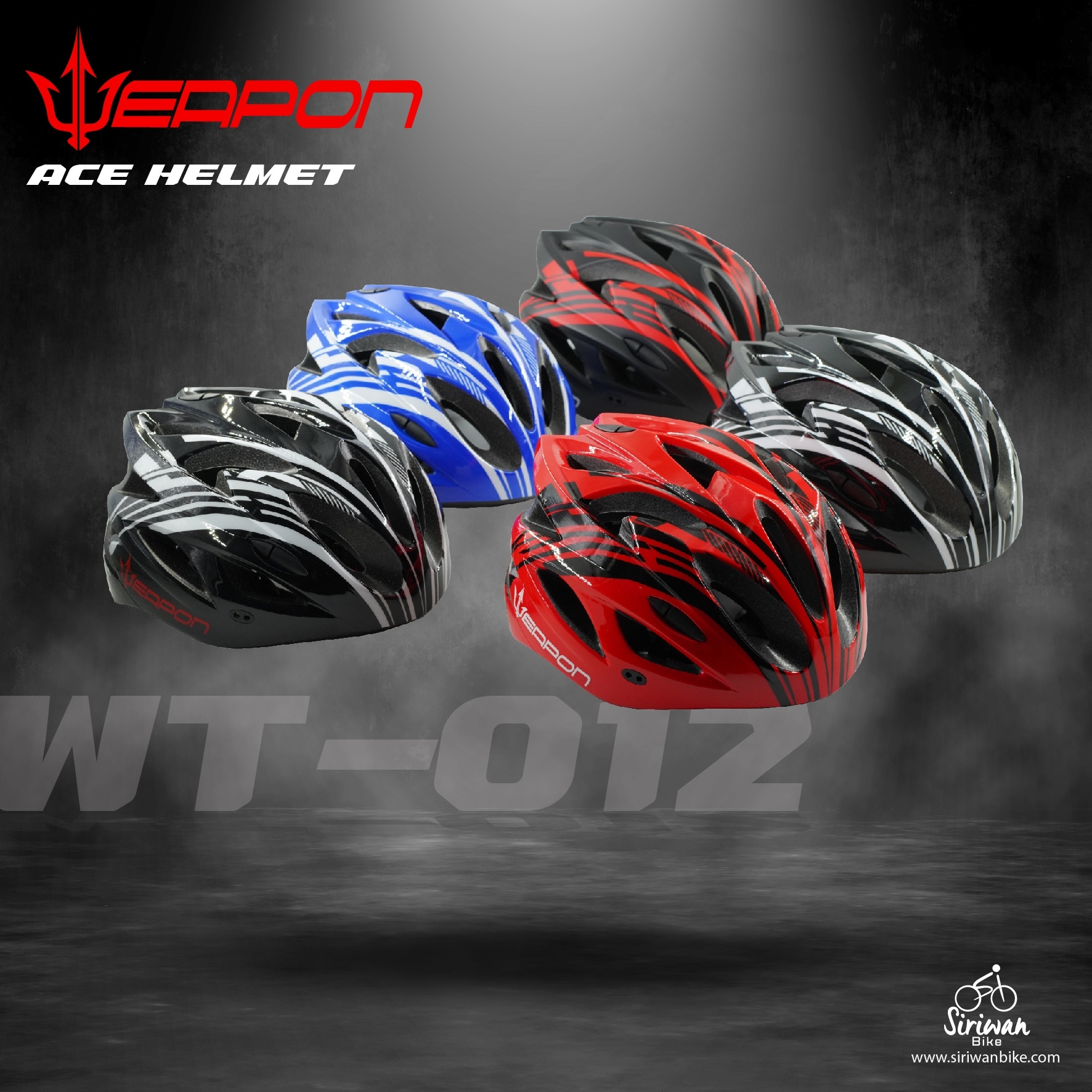 WEAPON รุ่น WT-012 HELMET หมวกจักรยาน หมวกปั่นจักรยาน SIZE L เส้นรอบศรีษะ 58-61 เซนติเมตร