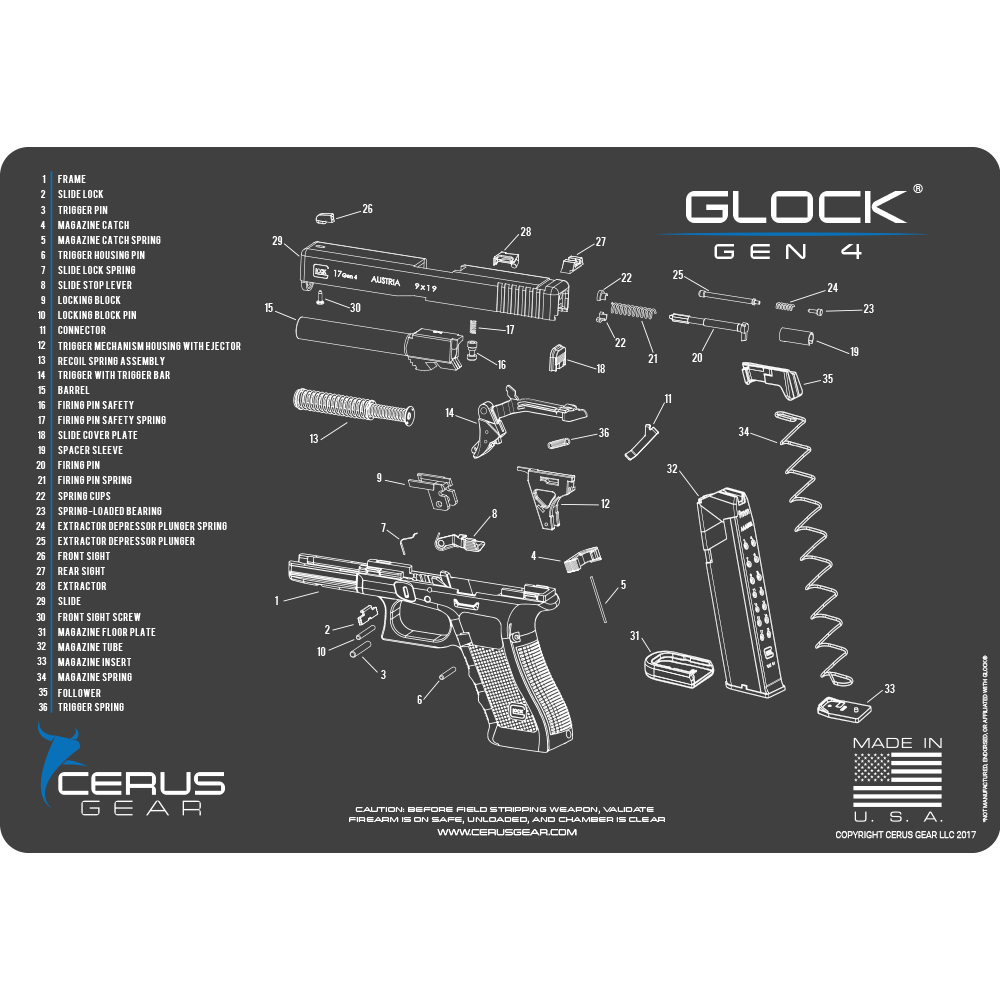GLOCK® GEN4 SCHEMATIC Charcoal Gray PROMAT