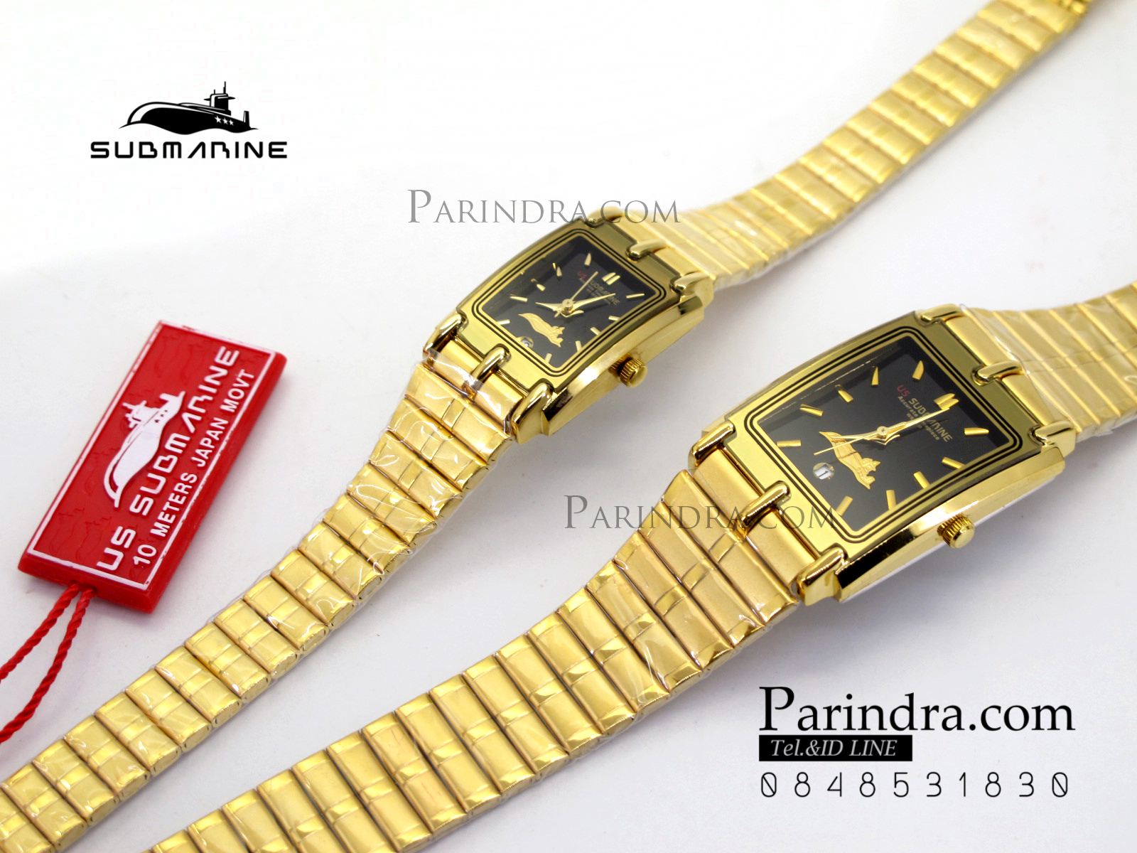 นาฬิกา US submarine รุ่น SUB1001L เรือนเล็ก สายสแตนเลสสีทองหน้าปัดสีดำ