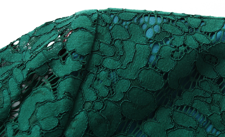 พร้อมส่ง ชุดทำงาน เดรสลูกไม้ สีเขียว แบบเรียบหรู แต่งเลื่อมปักรูปแมลงปอ ** พร้อมส่งไซส์ L , M **