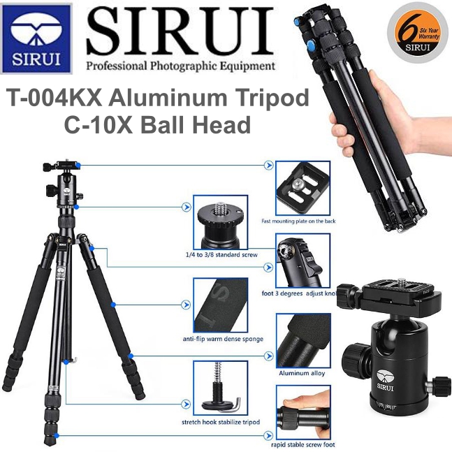 ขาตั้งกล้อง Sirui T-004KX Aluminum Tripod with C-10X Ball Head ราคาส่ง รับประกันศูนย์ 6 ปี