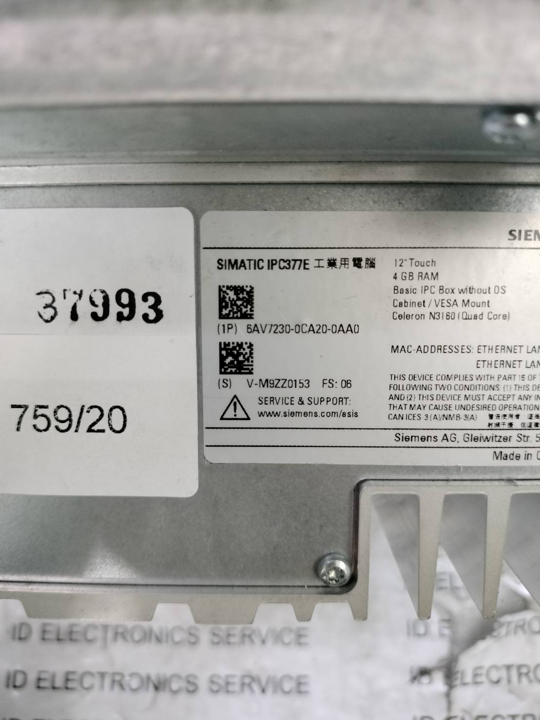 6AV7 230-0CA20-0AA0 LCD TOUCH SCREEN " SIEMENS "