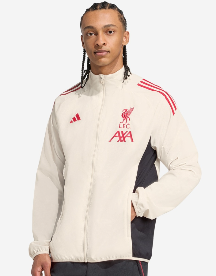 เสื้อแจ็คเก็ตลิเวอร์พูลอาดิดาส 25/26 Domestic Training สีขาวของแท้