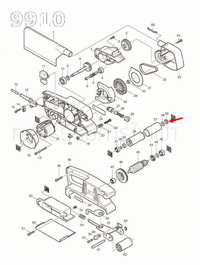 FLAT WASHER เครื่องขัดกระดาษทรายสายพาน Makita มากีต้า 9910 Pn.267177-6 (แท้) ##