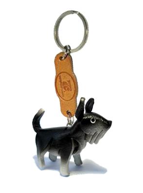 พร้อมส่ง พวงกุญแจหนังแท้ Handmade รูปหมาชเนาเซอร์