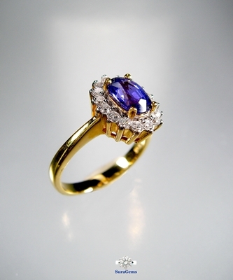 Blue Sapphire Unheated ไพลินดิบไม่เผา 1.25 ct. ขนาดพลอย 5.16 x 7.13 x 3.67 mm. ความสะอาด IF