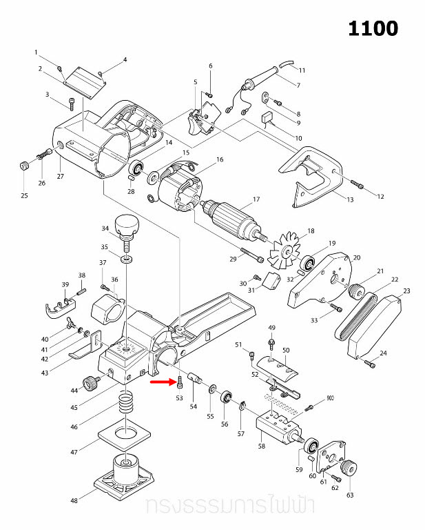 น๊อต M5X18 กบไสไม้ไฟฟ้า Makita มากีต้า 1100 [#53], 9401 [#2, #46] Pn.911226-8 (แท้) ##(*)