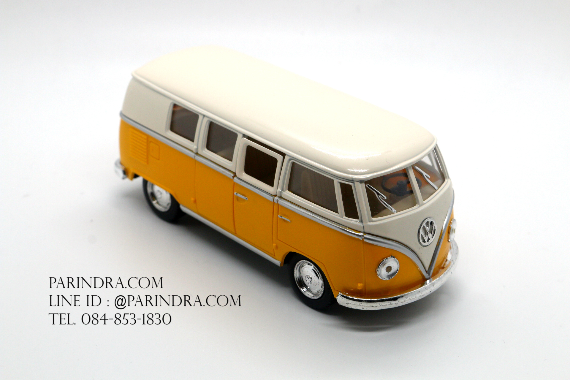 โมเดลรถเหล็ก รถตู้โฟล์ค รถเต่า Volksawagen Classical bus 1962 สีเหลือง